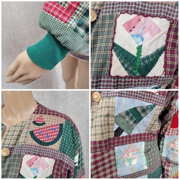 Handmade Quilt Patchwork Button Up Vintage Bomber Jacket - Picture 15 of 15
